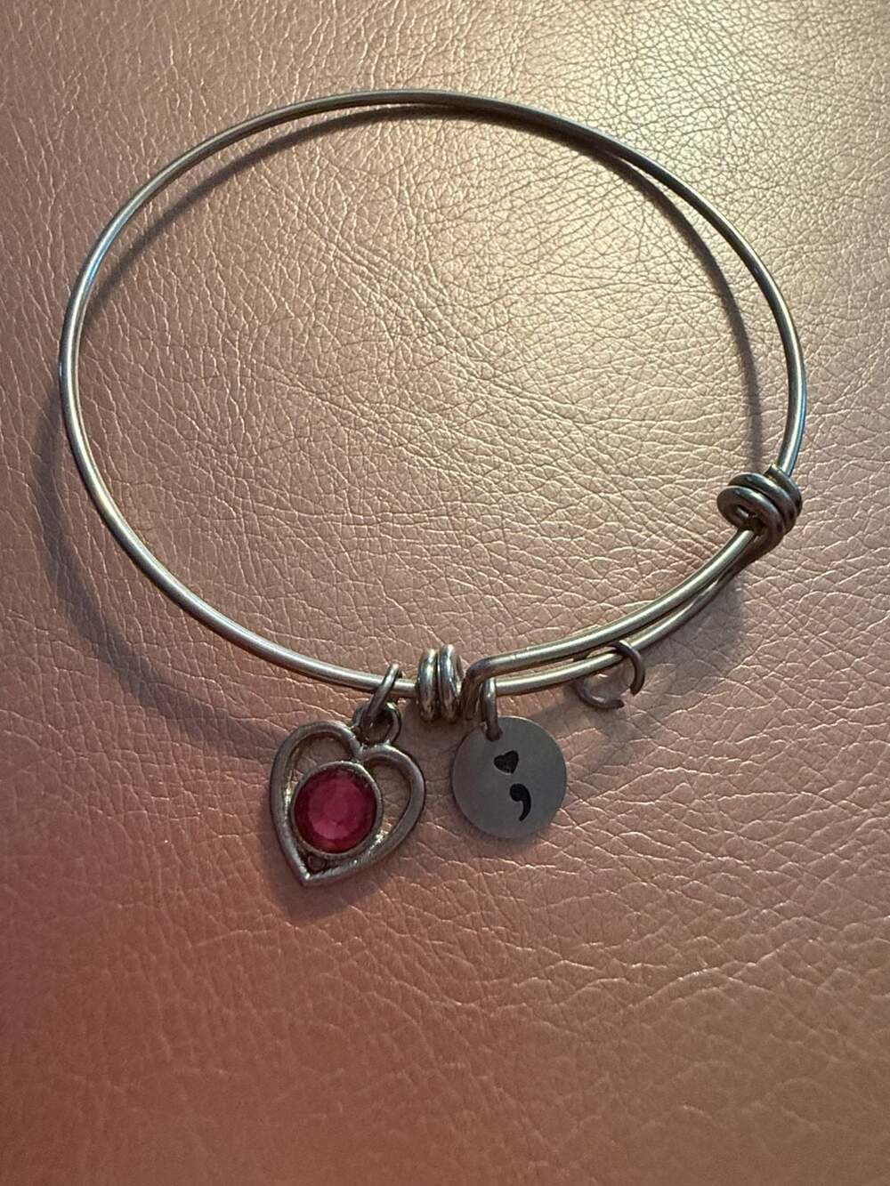 I AM ENOUGH Semicolon Symbol CHARM BRACELET Heart Vintage ...,